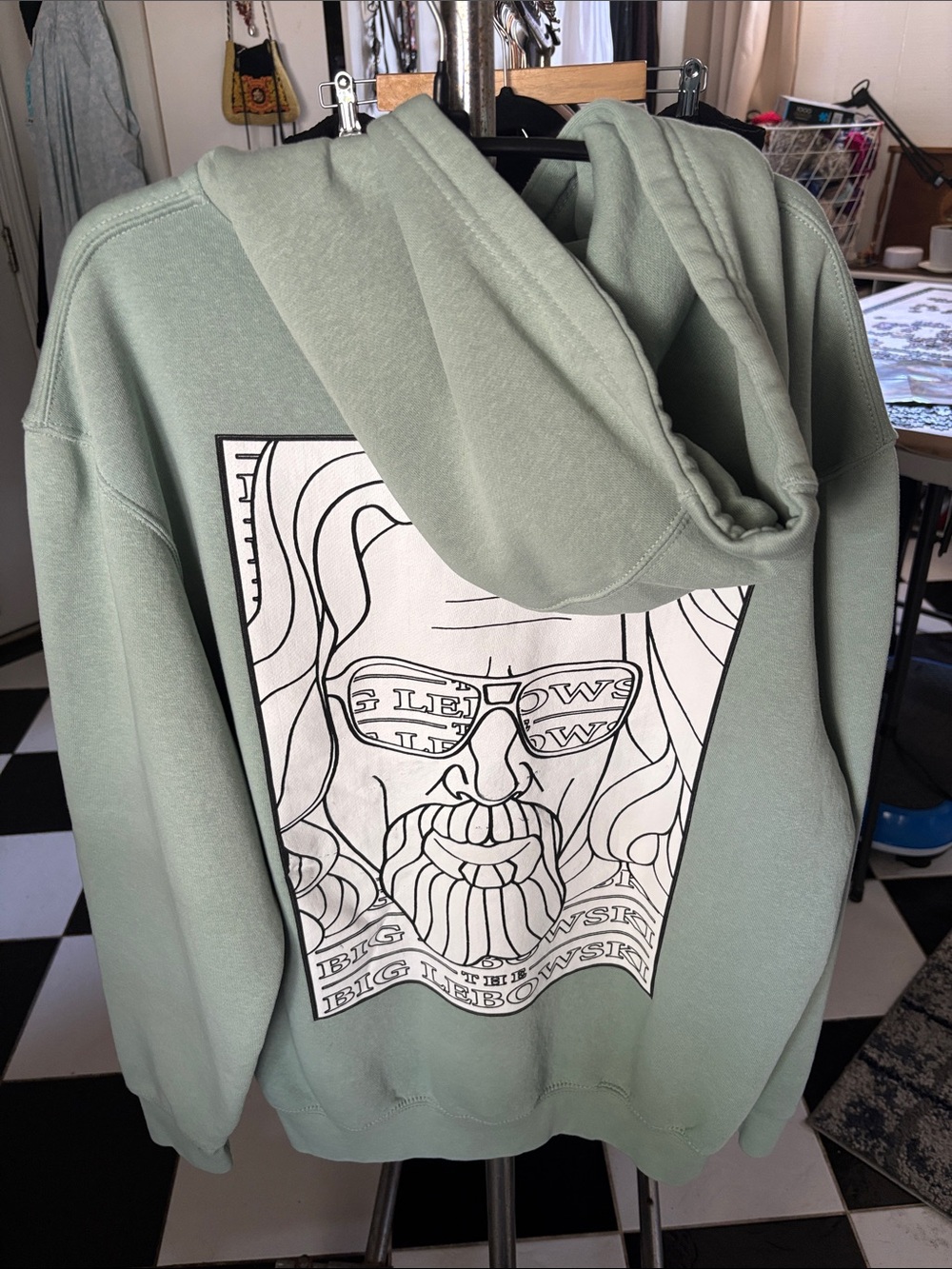 Lane 7 The Big Lebowski Zip Front Hoodie Sz L Light Green EUC